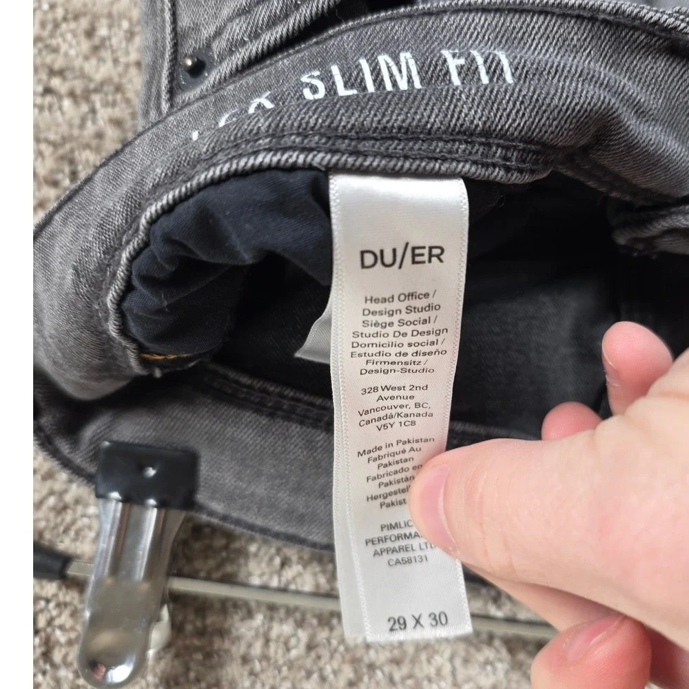 DU/ER L2X Slim Fit‎ Mens 29x30 Grey Jeans Pants Denim Stretch